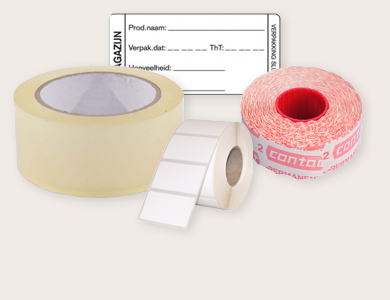 Etiketten en  tape
