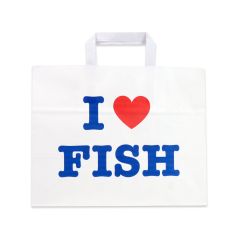Gebleekt kraft draagtassen 32/18x27cm -I Love Fish-