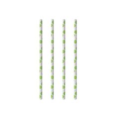 Papieren drinkrietjes 'groene stip' Ø6mm x 20cm